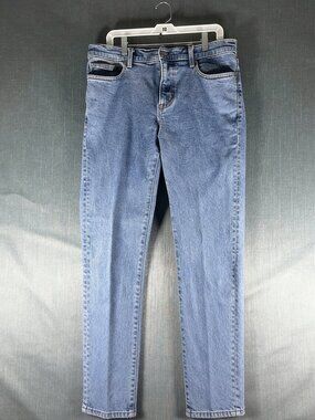 Lands' End Square Rigger Mens Jeans Size 34 Blue Denim Cotton Stretch Skinny Leg